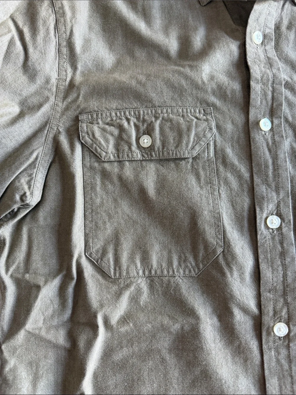 Banana Republic Olive Green Button-Down Dress Shirt